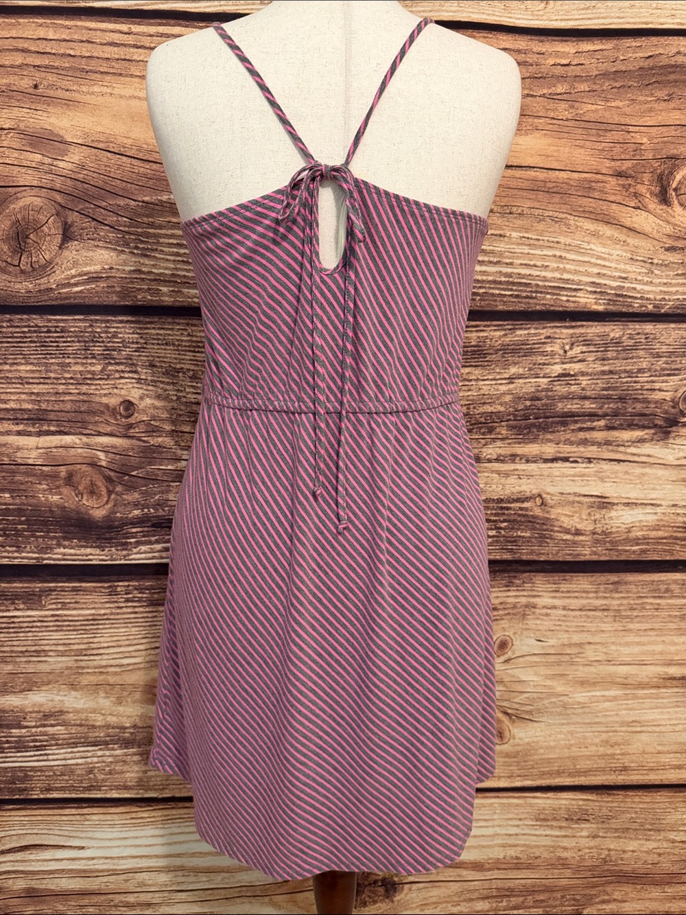 Mossimo Supply Co. Pink and Gray Striped Ruffle Spaghetti Strap Mini Dress - Picture 4 of 7